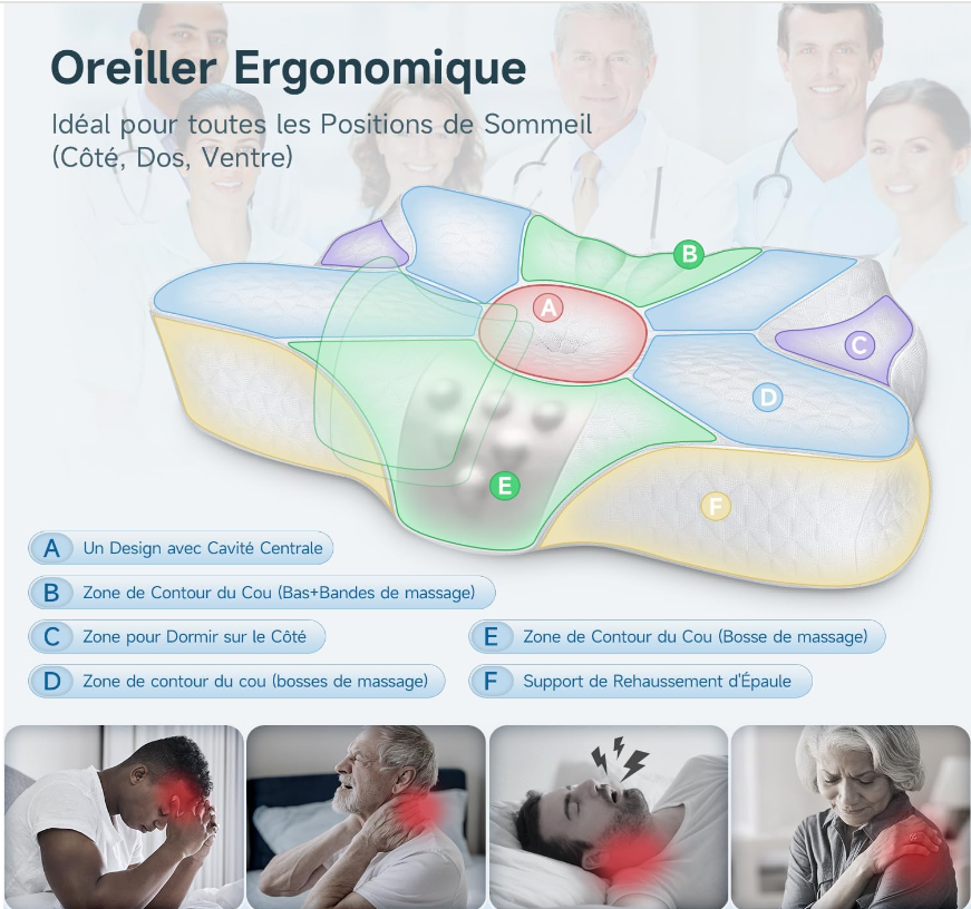 Oreiller Ergonomique Cervical|PosturePro