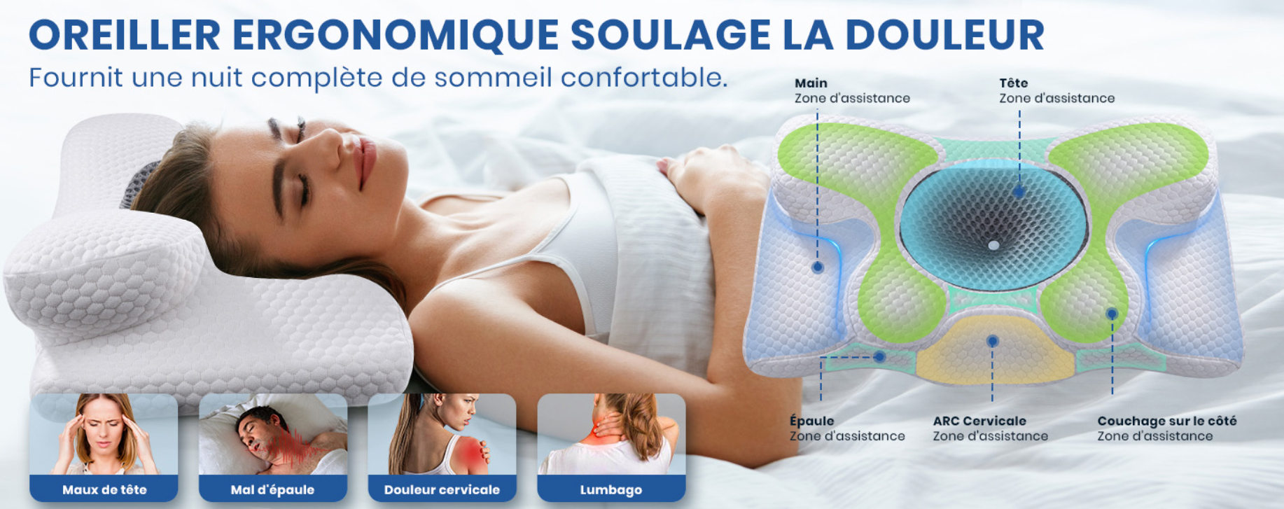 Oreiller Ergonomique Cervical|PosturePro