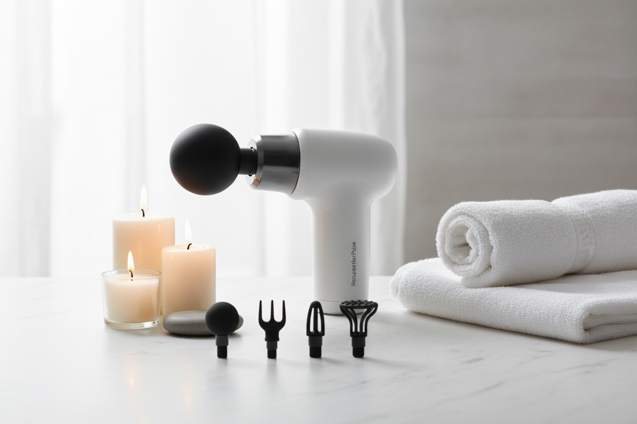 Scène lifestyle avec accessoires spa