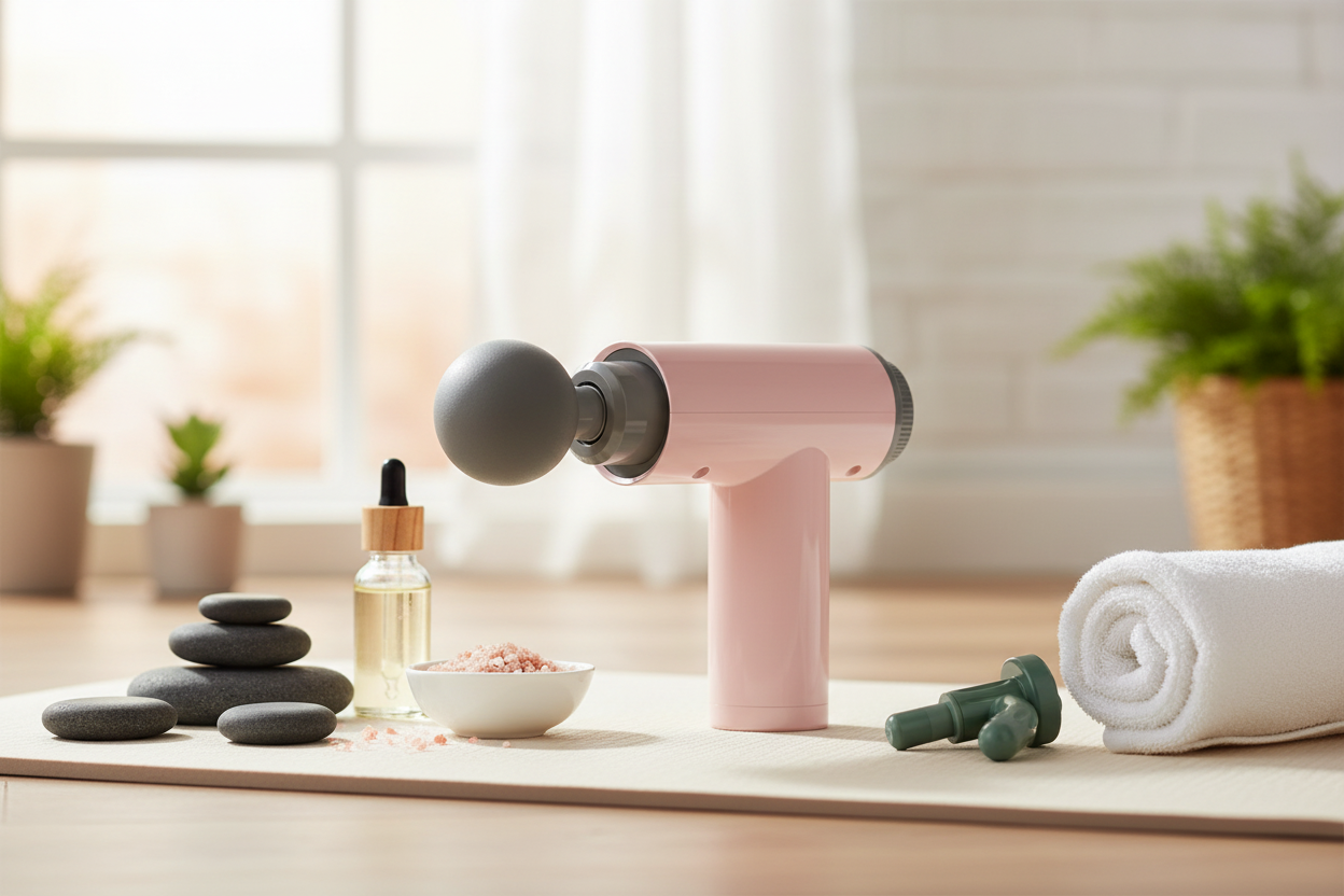 Scène lifestyle avec accessoires spa