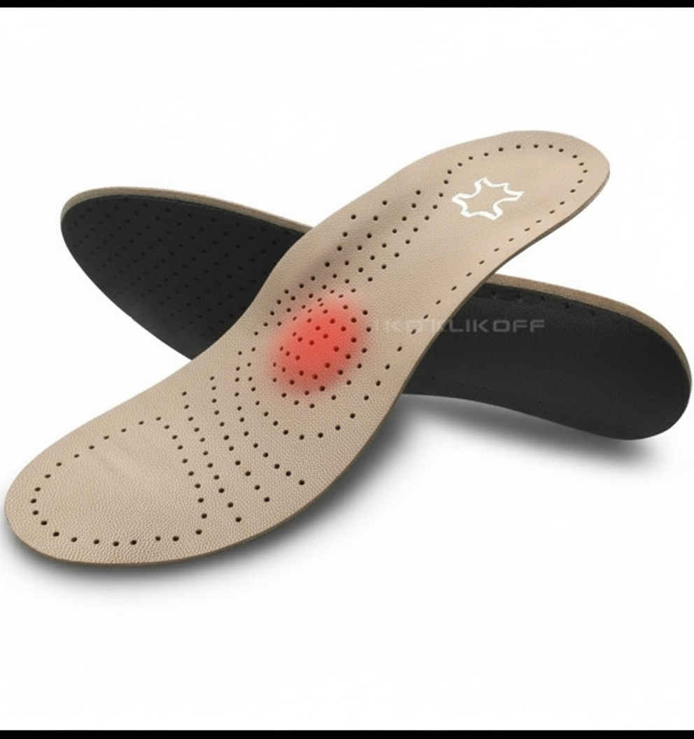 Semelles beige et noir fond blanc