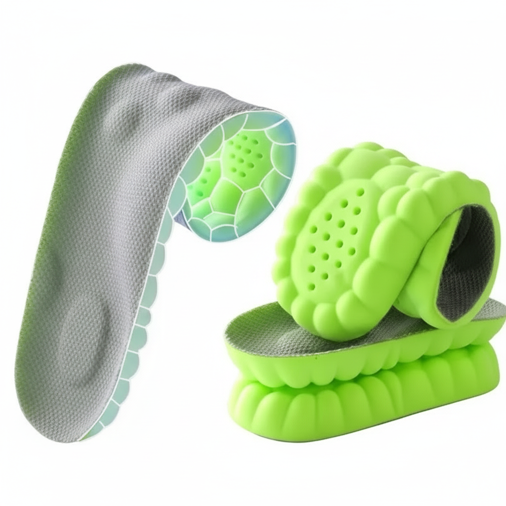 Semelles gris et vert fond blanc