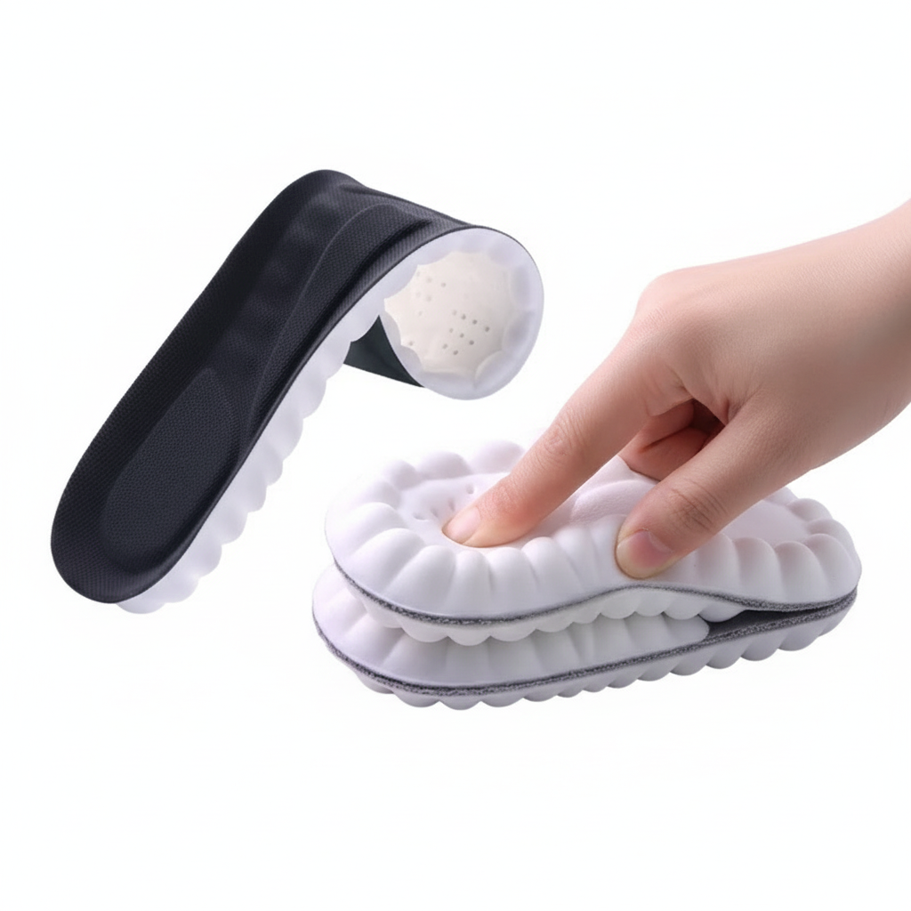 Semelles noires et blanches fond blanc