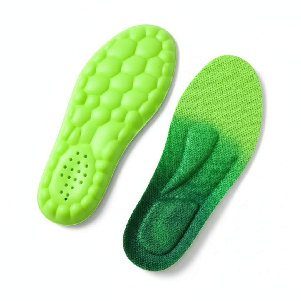 Semelles vert vif fond blanc