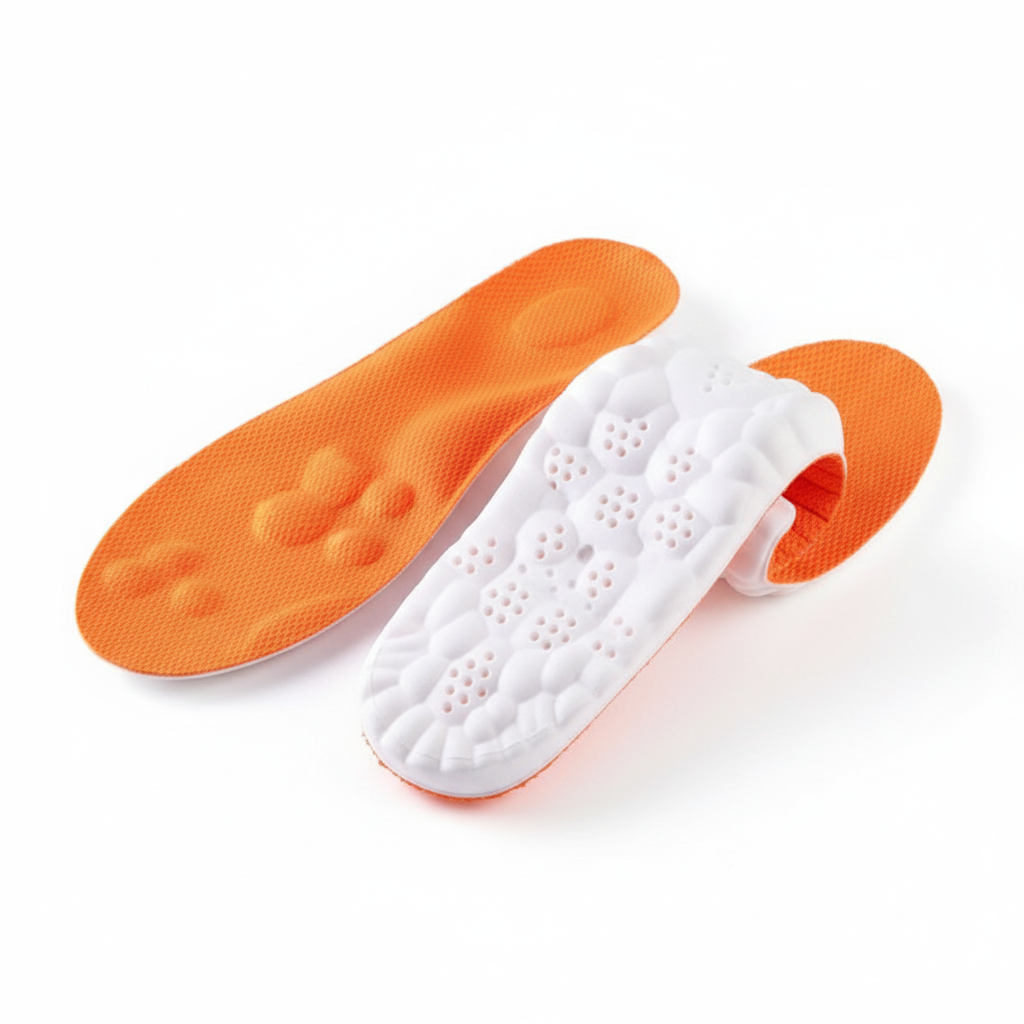 Semelles orange et blanc fond blanc